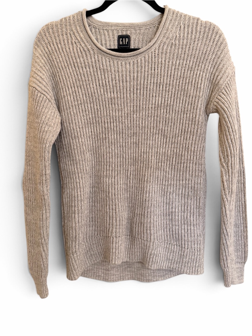 GAP Light Grey Ribbed Knit Crewneck Sweater Size XS
